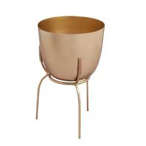 Support de Plante en Métal Doré Martelé, Ensemble de Supports Cylindriques en Laiton pour Pots de Fleurs avec Pieds Croisés, Support de Sol Intérieur en Métal pour Plantes - Product Image 2