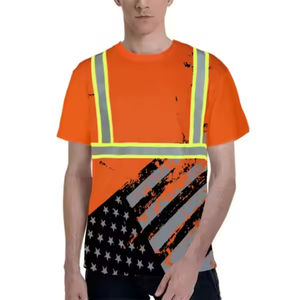 T-shirt de sécurité haute visibilité personnalisable avec motifs réfléchissants, vêtements de travail industriels en polyester et coton, fournisseur de t-shirts tendance - Product Image 5