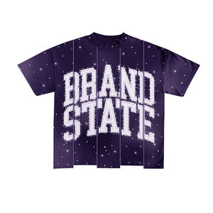 Camiseta personalizada con bordado de pedrería efecto desgastado por el sol, 100% algodón, diseño streetwear, estilo moderno, unisex. - Product Image 5