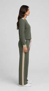 <b>Women's</b> Olive Green Color Block Tracksuit Set Crew Neck Long Sleeve Drawstring <b>Joggers</b> Sporty Casual <b>Outfit</b> - Product Image 2