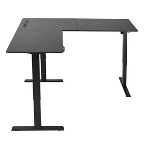 Scrivania da Gaming a L in Acciaio al Carbonio con Doppio Gancio e Ruote, Altezza Regolabile Elettricamente, per Computer - Product Image 1