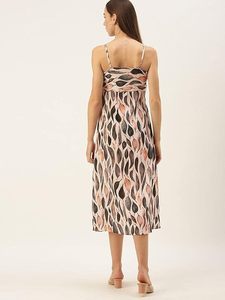 Vestido acampanado con estampado tropical de poliéster para mujer - Product Image 3