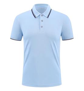 เสื้อโปโลแขนสั้นสีเขียวเข้มสำหรับผู้ชาย สีพื้น ติดกระดุม ผ้าทอแบบลำลอง ทรงปกติ - Product Image 3