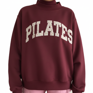 Pull à col roulé surdimensionné personnalisé pour femme, à manches longues, imprimé, respirant, décontracté, pour l'hiver, 100% coton, en molleton tricoté - Product Image 1