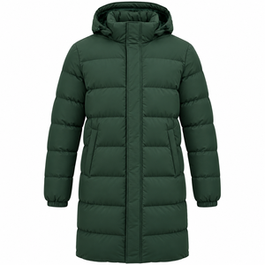 100% Cotton Winter Windbreaker Zip Closure Soft Material Casual <b>Waterproof</b> Men's Lightweight Solid <b>Hooded</b> <b>Puffer</b> <b>Jacket</b> - Product Image 1