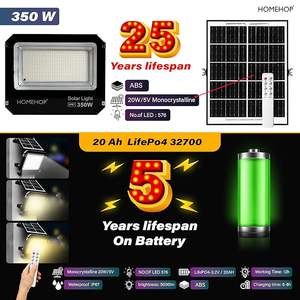 Homehop <b>Solar</b> <b>Light</b> Outdoor Garden 350W LED Flood Waterproof Security Wall Lamp Automatic for Home, Pathway, Yard & Patio - Product Image 4