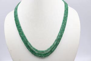 Collier Rondelle à Facettes Émeraude Naturelle de Zambie 4-4.5mm Collier Émeraude - Product Image 4