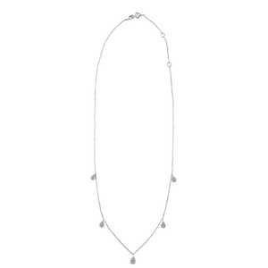 Tear Drop Diamond Station Necklaces 14K 18K Solid Gold Pave Set Round Cut Lab Grown Minimalist Elegant Everyday Layering Chain's - Product Image 3