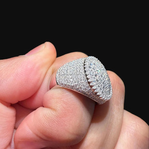 Moissanite Diamond Mens <b>Ring</b> Iced Out Upside Down <b>Set</b> 925 Sterling <b>Silver</b> Bustdown Signet <b>Ring</b> Hip Hop Bling Jewelry for Gifts - Product Image 5