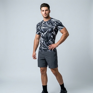 Men's Custom Compression Shirt Short Sleeve O-Neck Quick Dry Slim Fit Sporty Athletic Training Wear - Product Image 1