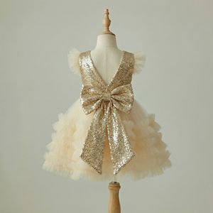 Robe de princesse à paillettes pour filles, robe de cérémonie à plusieurs couches en tulle, pour spectacle, mariage, vente en gros pour enfants de 1 à 12 ans - Product Image 3