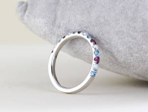 Anillo de media eternidad de ópalo, aguamarina y amatista, certificado IGI, regalo festivo para mujer, edición limitada, banda única - Product Image 4