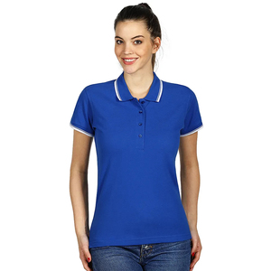 Polo en coton OEM pour femme, bleu roi avec revers contrastants, personnalisable pour le golf, ODM avec style OEM - Product Image 3