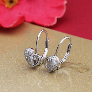 Handmade Designer Sterling 925 Sterling Silver Heart Diamond Earrings For Women And Girls Wear In Wedding Party's - Product Image 4