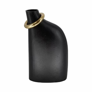 Jarrón de Mesa Moderno de Metal Negro Element Vessel, Diseño Minimalista, Decoración Hecha a Mano, 13.8 H - Product Image 1