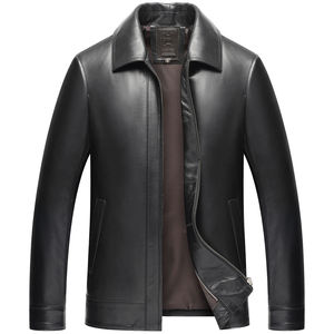 Men Casual Coated Leather Jackets 100% <b>Genuine</b> Leather Stand Collar Embroidery Distressed Brown Winter Fashion - Product Image 4