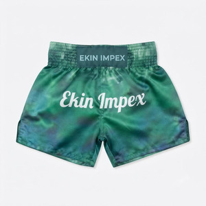 Custom Logo Green Tie-Dye Muay Thai Shorts | Premium Forest Satin Kickboxing <b>Trunks</b> | Professional <b>Men</b> & Women MMA Fightwear - Product Image 1