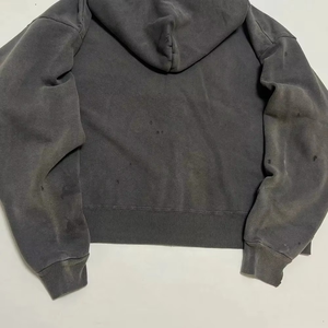 Sudadera con Capucha Unisex de Invierno, Personalizada al por Mayor, de Alta Calidad, Gruesa, de Color Sólido, Estilo Retro, Lavada y Desgastada - Product Image 3