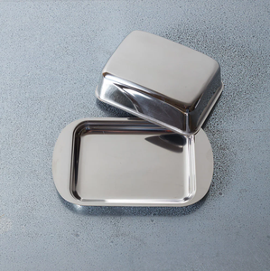 Caja de mantequilla de acero inoxidable de diseño antiguo, accesorio de cocina para el hogar, producto personalizable con tapa. - Product Image 6