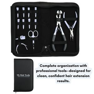 Kit d'outils pour extensions de cheveux Salon White avec pince à bandes adhésives, pince à micro-anneaux, 8 pinces de sectionnement et mini-ciseaux, aiguilles - Product Image 5
