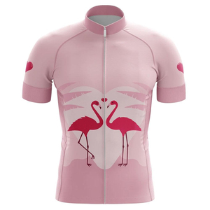 Maillot de cyclisme rose flamant rose à manches courtes, respirant, en polyester, unisexe, pour adulte, avec motif imprimé - Product Image 2