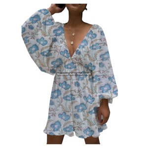 Nuevo Vestido de Fiesta de Algodón para Mujer, Estilo Linterna con Cuello en V Profundo, Elegante para Bodas, Cenas y Eventos Nocturnos - Product Image 4