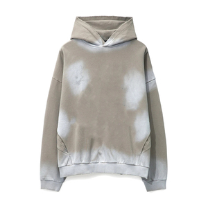 Latest Design Custom Streetwear <b>Hoodie</b> No <b>String</b> Fleece Blank Vintage Double Layer Acid Wash Sun Faded Distressed 100% Cotton - Product Image 1