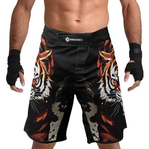 Men MMA Shorts Print <b>Elastic</b> Waist Gym Training Kickboxing Lightweight Quick Dry Colorful top mens mma martial arts - Product Image 1