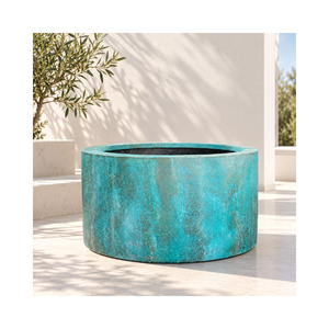 Pot de fleurs en fibre de verre léger et durable, prix d'usine, texture naturelle rustique, peinture résistante aux UV, finition terreuse - Product Image 1