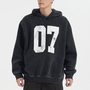 Oversized Acid Wash Hoodie Vintage Unisex Faded Hooded Sweatshirt Custom Logo Streetwear - Product Image 2