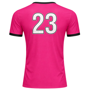 Camiseta de Fútbol Personalizada para Hombre, Rayas Rosa y Negras, Impresión Sublimada, Absorbe la Humedad, Manga Corta, Cuello Redondo, Ropa Deportiva para Adultos - Product Image 2