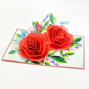 Custom Printed Red Rose Floral Greeting <b>Card</b> Premium Paper <b>Gift</b> <b>Card</b> for Birthday Wedding Anniversary Celebration - Product Image 2