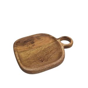 Planche à découper rectangulaire en bois d'acacia massif avec poignée, design grain de bois naturel, plateau de service pour fromage domestique - Product Image 1