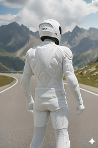 Traje de Motocicleta de Cuero Blanco Futurista – Equipo de Carreras para Motociclistas con Protección CE - Product Image 2