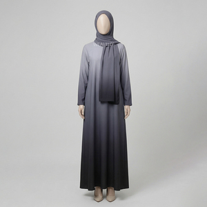 Wholesale Modest Solid Vintage Straight Long Sleeve Chiffon Natural Waistline Silk Washable Eco-Friendly Dubai <b>Abaya</b> Muslim - Product Image 1