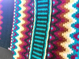 Manaal Enterprises Classic <b>Blue</b> Geometric Pattern All-Purpose Western Equestrian Saddle Pad Cotton Material Fleece Lined Wool - Product Image 3
