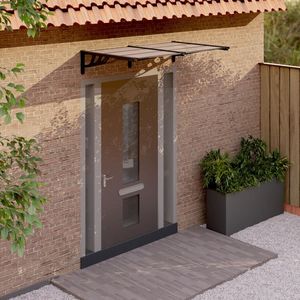 Pérgola de Policarbonato ABS y Aluminio Negra de 60.0 x 35.4 Pulgadas para Puerta, Gazebo o Terraza - Product Image 1
