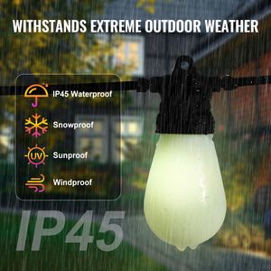 Luci a stringa RGB da esterno da 15 metri con 15 lampadine, controllo tramite app, colore bianco, luminosità regolabile, impostazione temporizzata. - Product Image 5