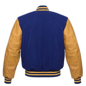 Blouson universitaire pour homme 2026, le plus vendu, 100% laine bleue, col montant en cuir doré, manches longues, haute qualité, faible MOQ, vestes chauffantes - Product Image 2