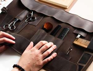 Professional Genuine Leather Barber Scissors <b>Pouch</b> Personalized Hair Salon Tools Bag Shear Holster For Stylist LBSP-0001 - Product Image 5