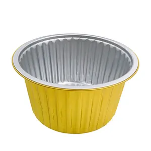 Disposable Golden Baked Goods Packaging Foil Cups Smooth Wall Aluminum Foil Containers