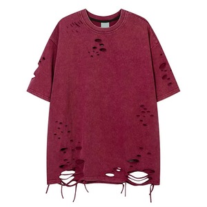 เสื้อยืดผู้ชายสไตล์วินเทจทรงโอเวอร์ไซส์ ล้างสีแบบแอซิดวอช ผ้าฝ้าย 100% สไตล์ฮิปฮอป สตรีทแวร์ ลายสโตนวอช - Product Image 3