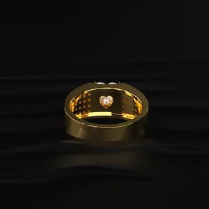 Anillo de Diamantes Solitario en Forma de Corazón de Alta Calidad con Banda Pavé, Anillo de Diamantes de Compromiso y Boda para Hombre, Claridad VVS-VS, IGI - Product Image 3