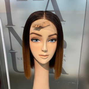 Pelucas Bob de Cabello Humano Vietnamita Súper Doble Trama, Color Marrón Ombre, Liso Extremo, con Encaje Transparente - Product Image 6