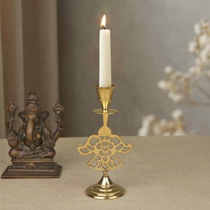 Ornate <b>Brass</b> <b>Candlestick</b> <b>Holder</b> Traditional Cutout Motif Vintage Taper Decor - Product Image 1