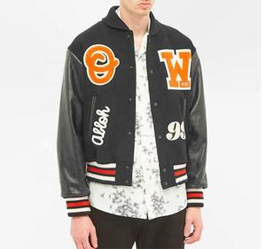 Veste universitaire en laine verte pour hommes avec motif de lettres Bomber de sport de baseball d'hiver à manches longues en cuir Style Letterman - Product Image 4