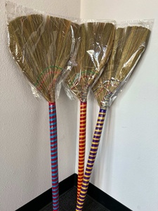 Vietnamese Soft Grass <b>Broom</b> with Long Plastic/Wood <b>Handle</b> Durable Economical Choice for Home Floor Cleaning 45in+ Height - Product Image 3