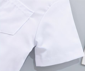 Academic White Shirt Classic Minimalist Style Pure White Patch Pocket Short-sleeved High School Uniform 100% Cotton Bangladesh - Product Image 6