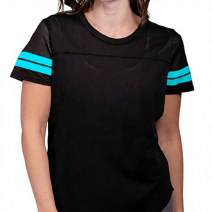 T-shirt décontracté pour homme, noir uni, à manches courtes, col rond, respirant, tricoté, coupe classique, avec rayures jaunes - Product Image 6