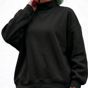 Pull à col montant pour femme, épais et respirant, avec broderie personnalisée et logo frontal, écologique, idéal toutes saisons - Product Image 1